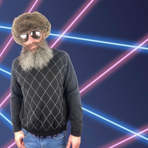 RETRO Diamond Pattern V-Neck Sweater XL - Picture 4 of 10